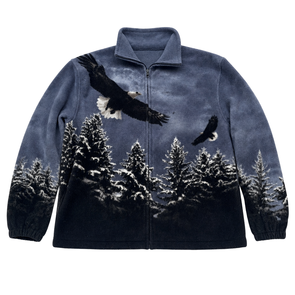 Trail Crest Eagle Forest Print Full Zip Fleece Jacket 1