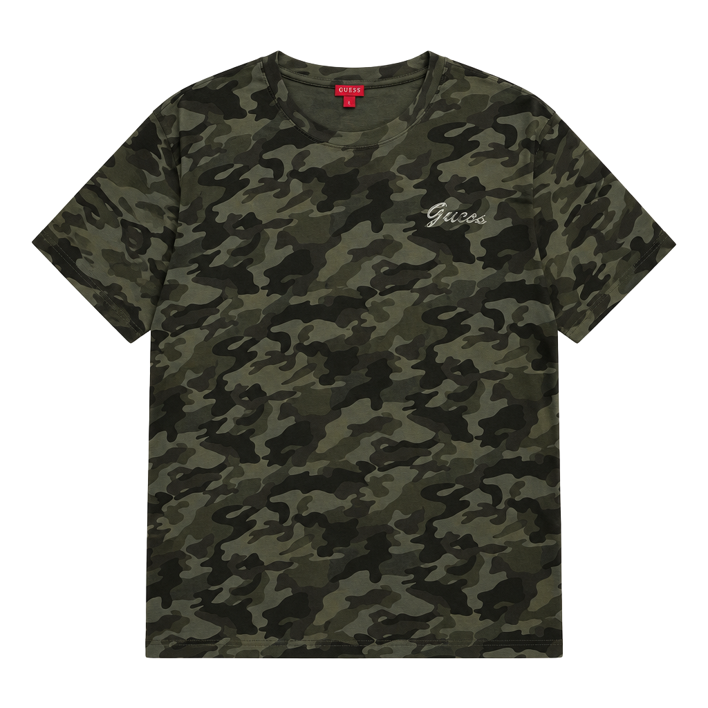 Guess Camouflage T-Shirt Size XL Green Graphic 81 1