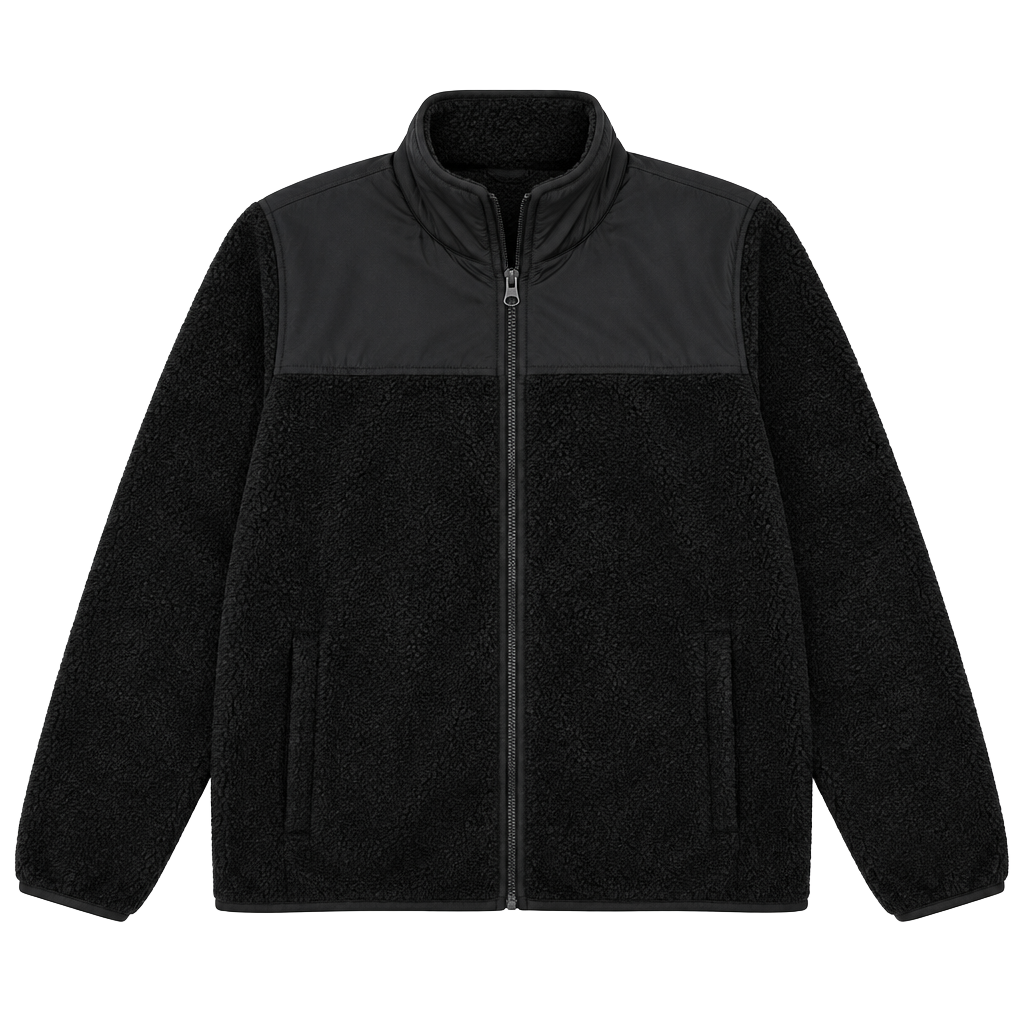 Emily B Teddy Bear Jacket Size L Black Fleece Full Zip 1