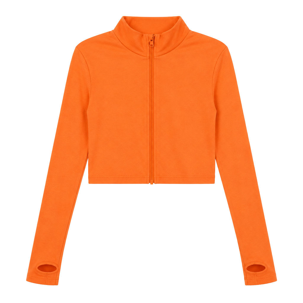 Divided H&M Full Zip Workout Jacket Size XL Orange Thumbholes 1