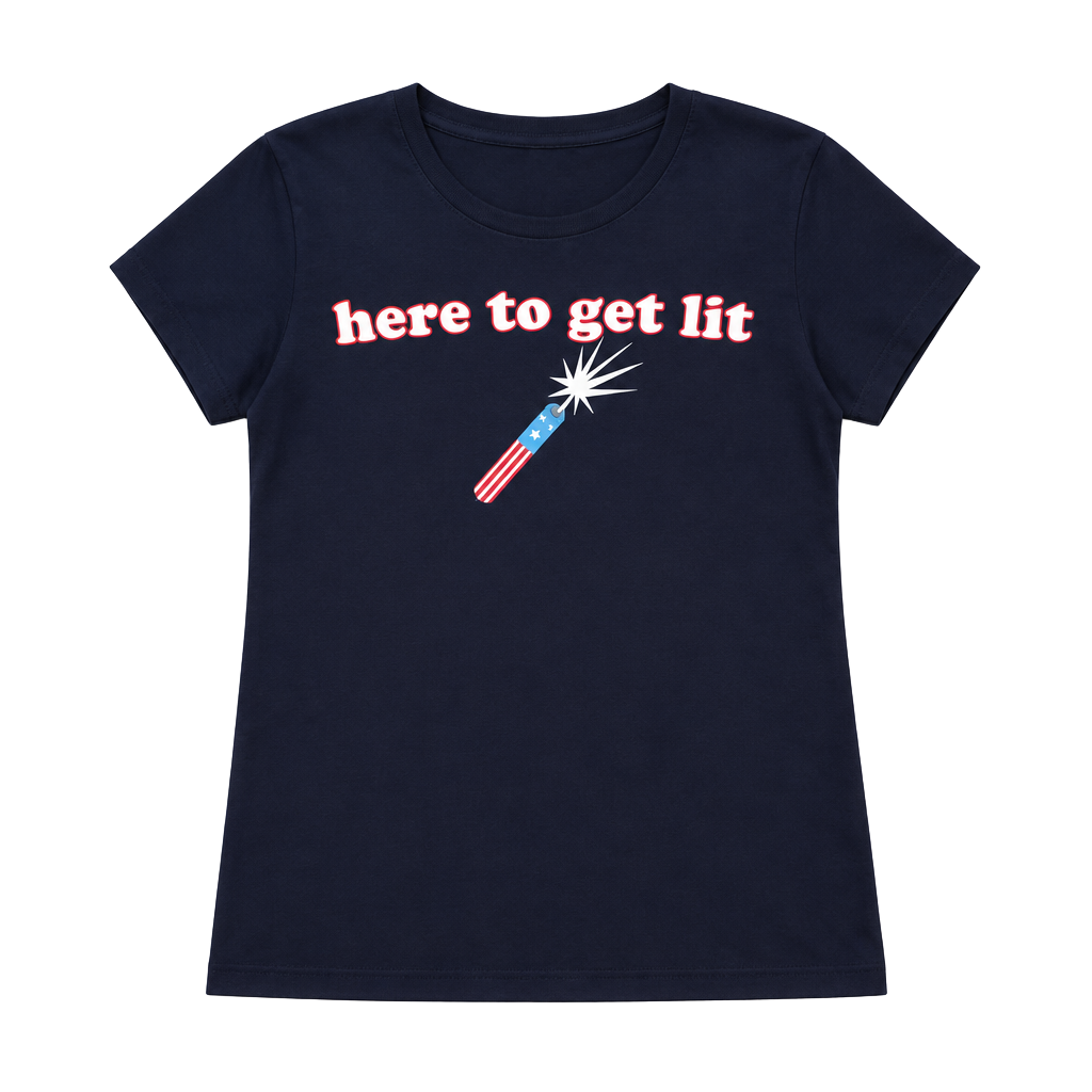 Gildan Here To Get Lit Graphic T-Shirt Size Large Blue 1