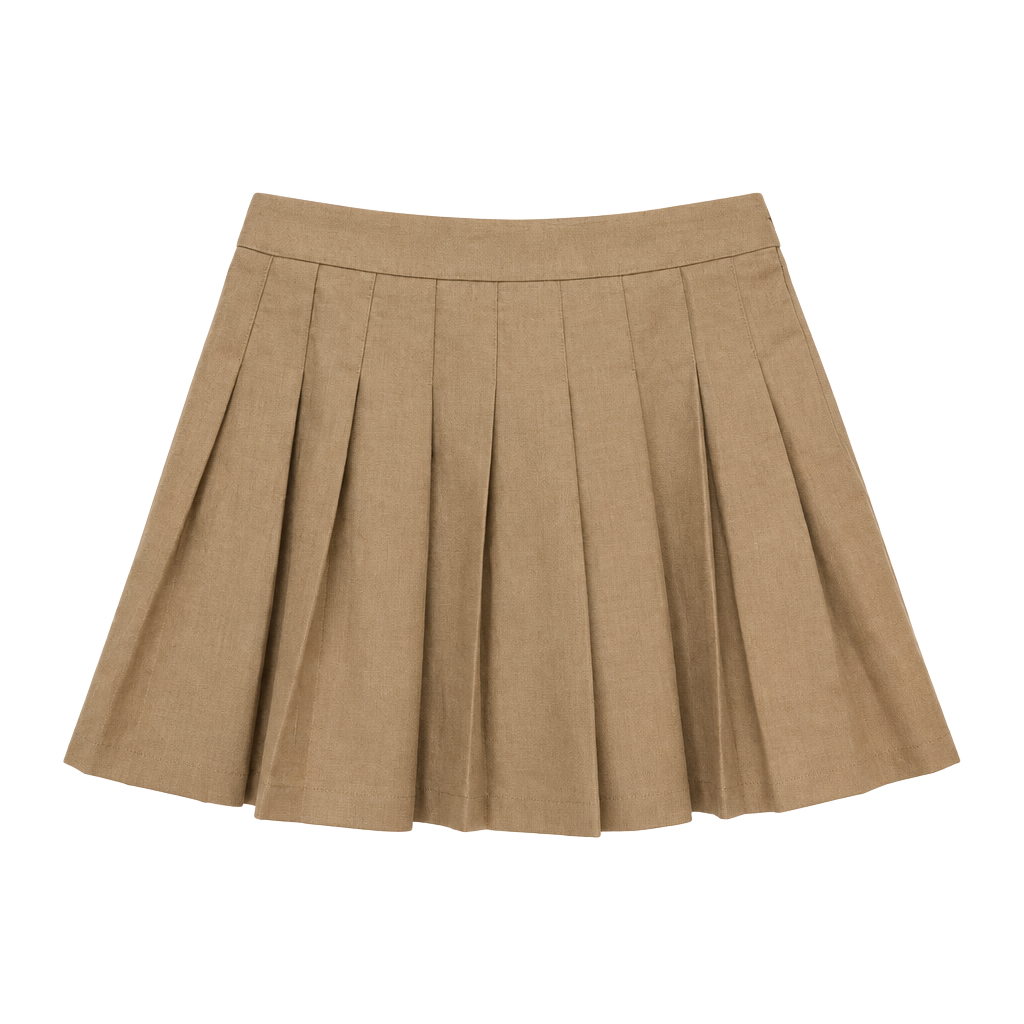 Forever 21 Pleated Mini Skirt Size L Khaki Polyester 1