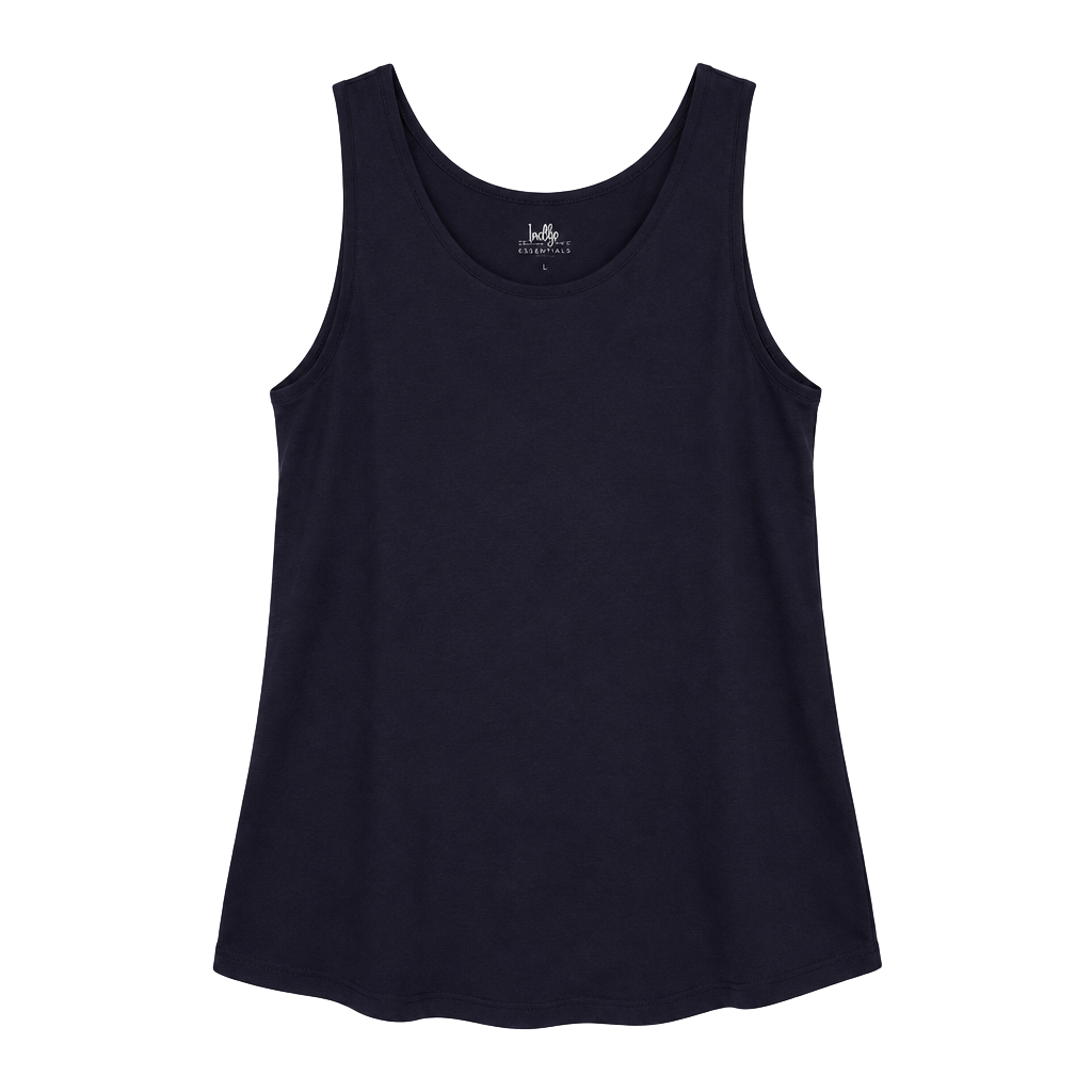Belle Beach Kim Gravel Tank Top Size L Navy Blue Cotton Modal 1
