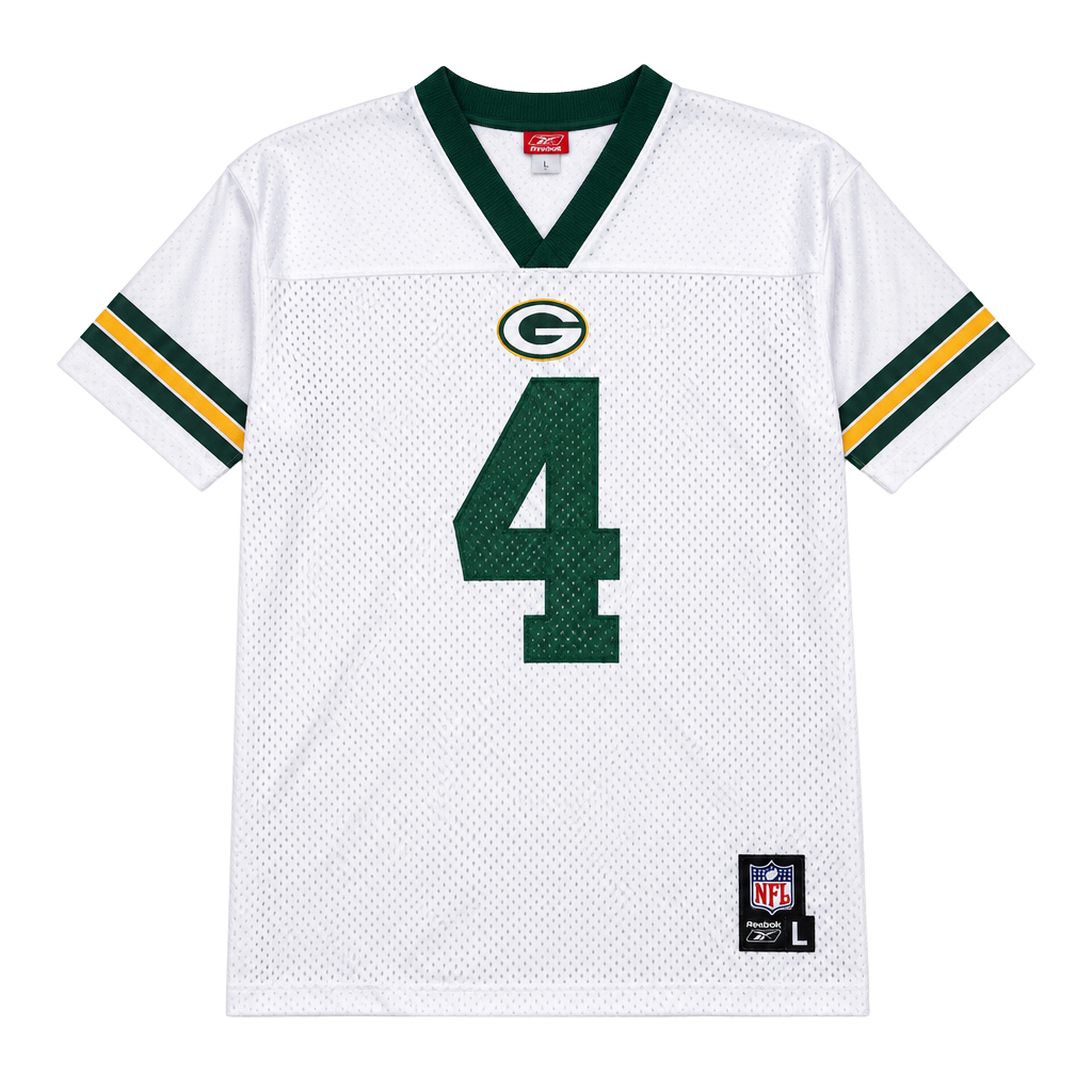 NFL Green Bay Packers Brett Favre #4 Jersey Size L (14-16) White 1