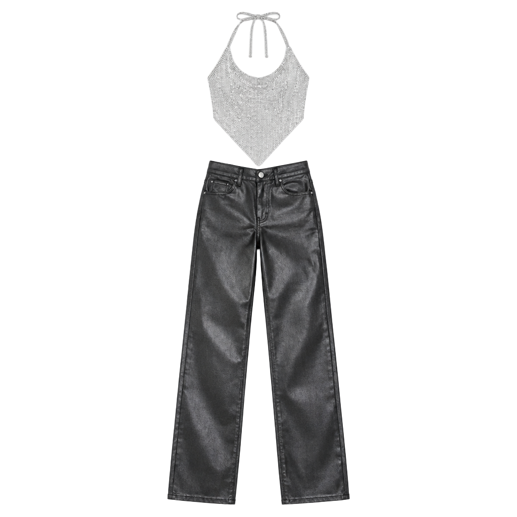 Windsor On the Glow Coated Glitter Straight Leg Pants S NWT Black 1
