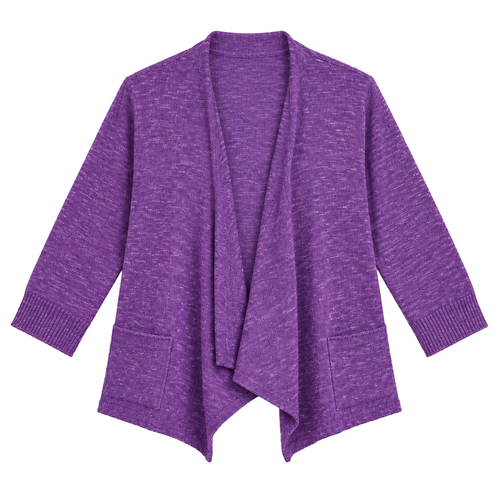Eileen Fisher Purple Linen Cotton Open Front Cardigan M Draped Lightweight 1