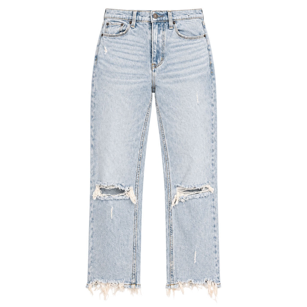 Abercrombie & Fitch A&F Mom Jeans 25 0S Light Wash Distressed Raw Hem 1