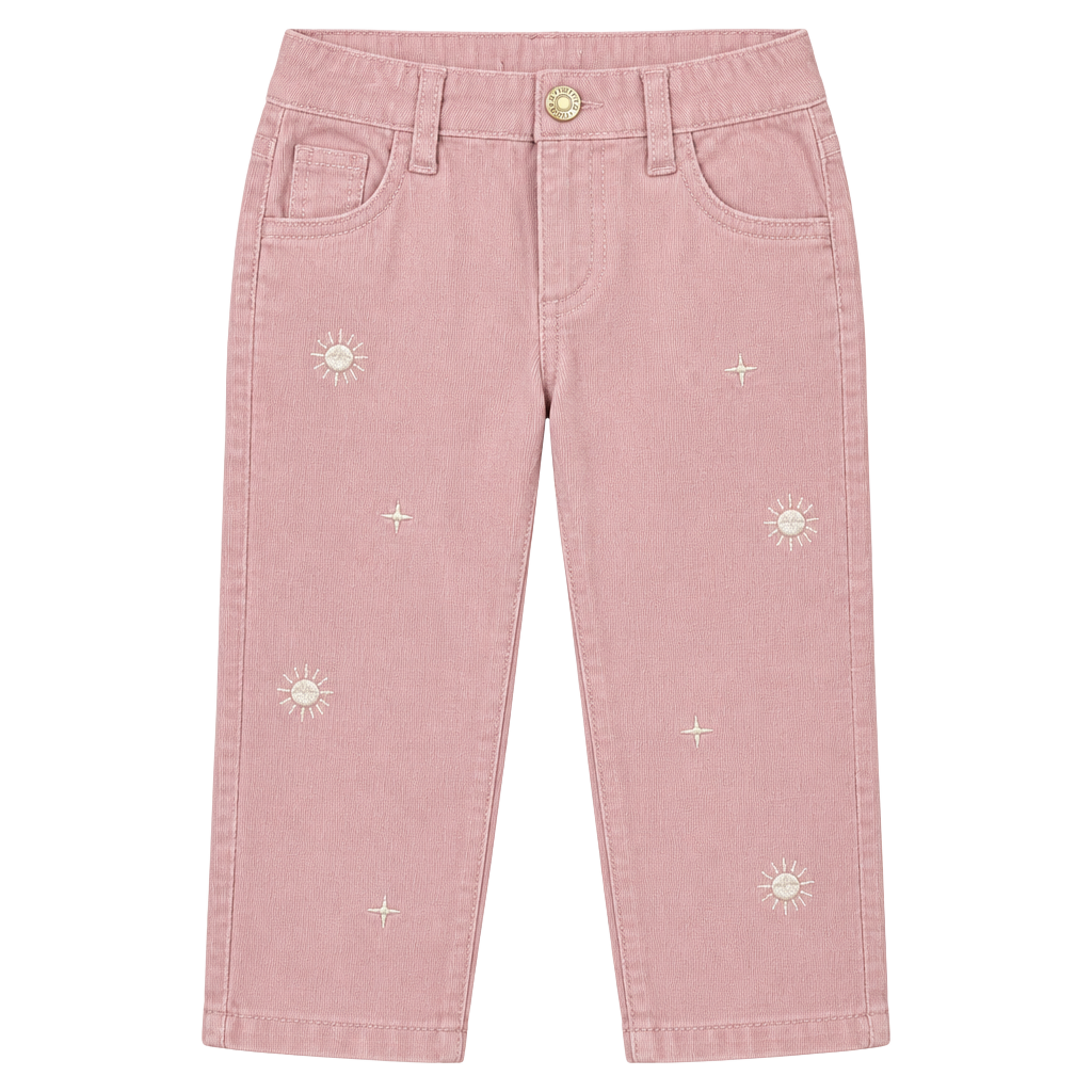 Forever 21 Corduroy Pants Size XL Pink Sun Embroidery 1