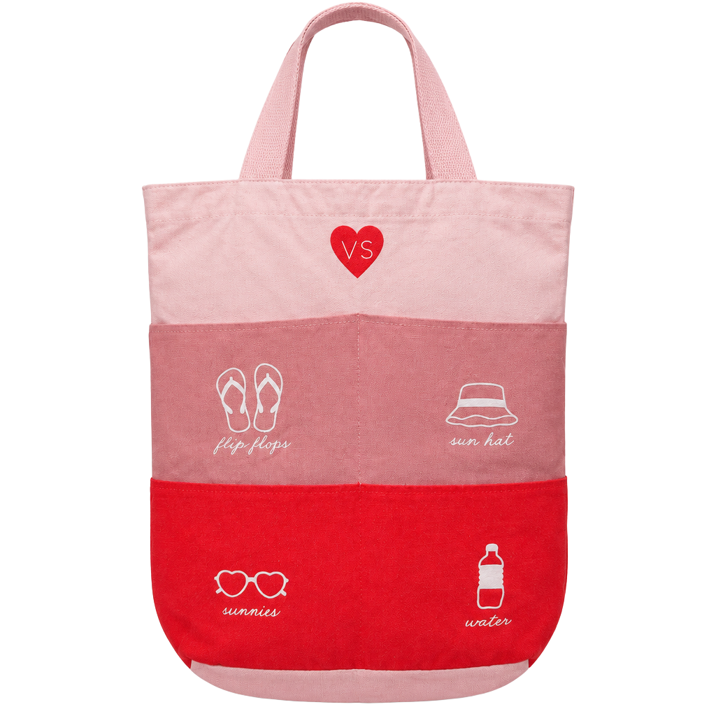 Victoria's Secret Canvas Beach Tote Pink Ombre Multi-Pocket Bag 1