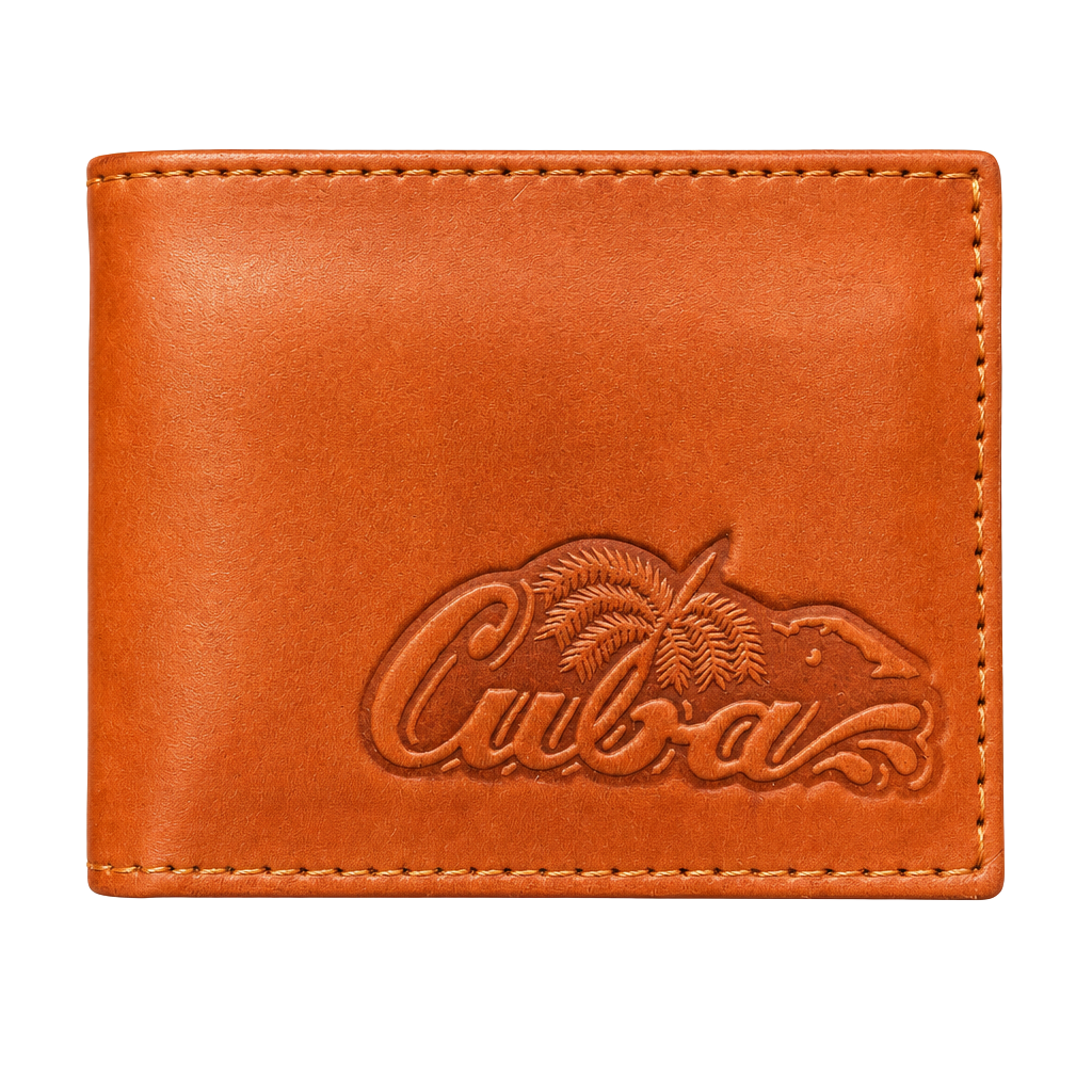 Cuba Brown Leather Bifold Wallet Souvenir ID Card Holder 1