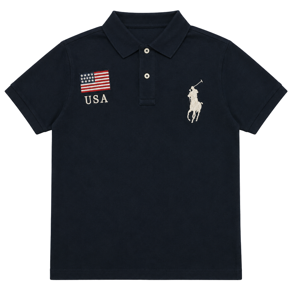 Polo Ralph Lauren USA Flag Polo Size 4XLT Black Big Pony Number 2 Steve 1