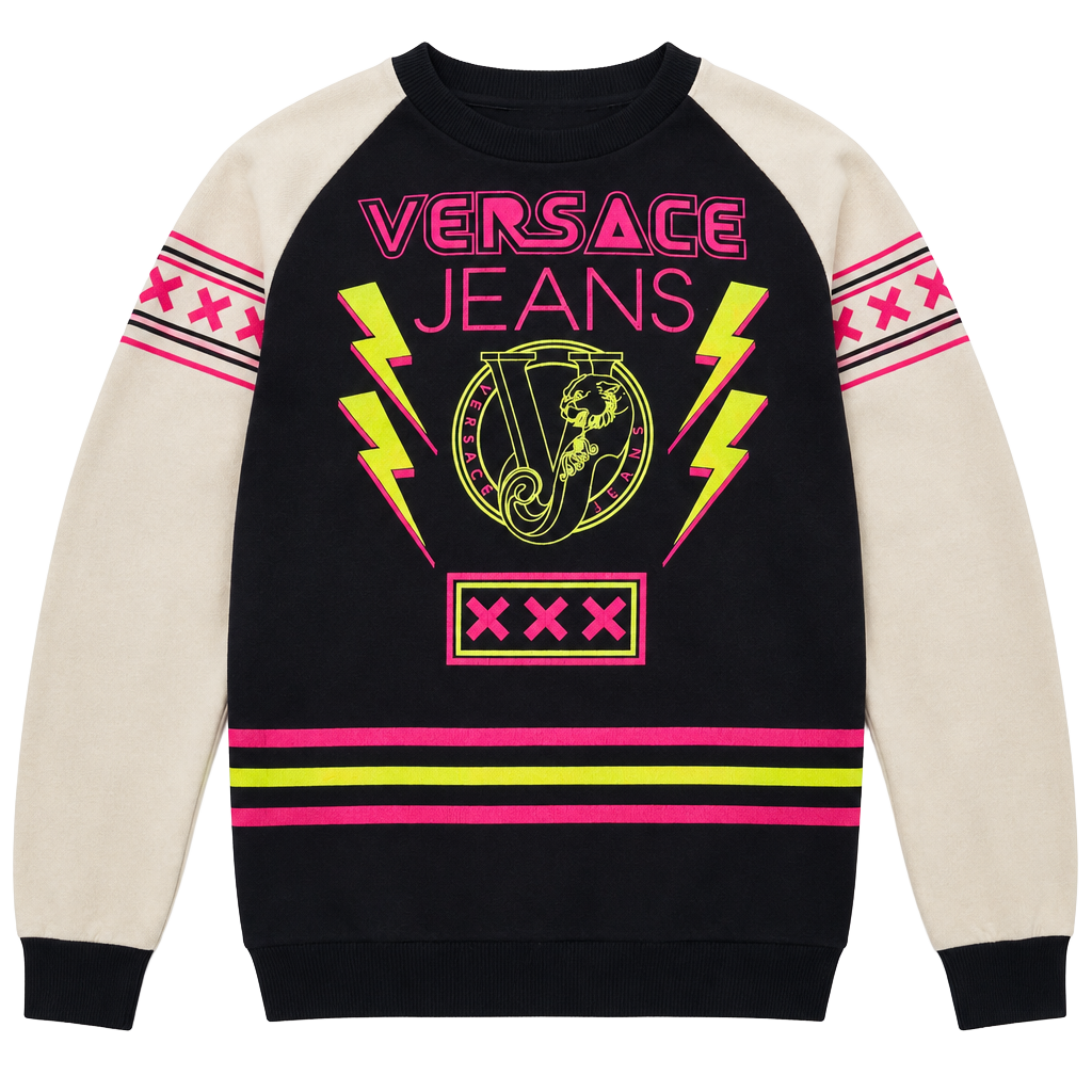 Versace Jeans Women’s US 12 Black White Neon Graphic Sweatshirt Pullover 1