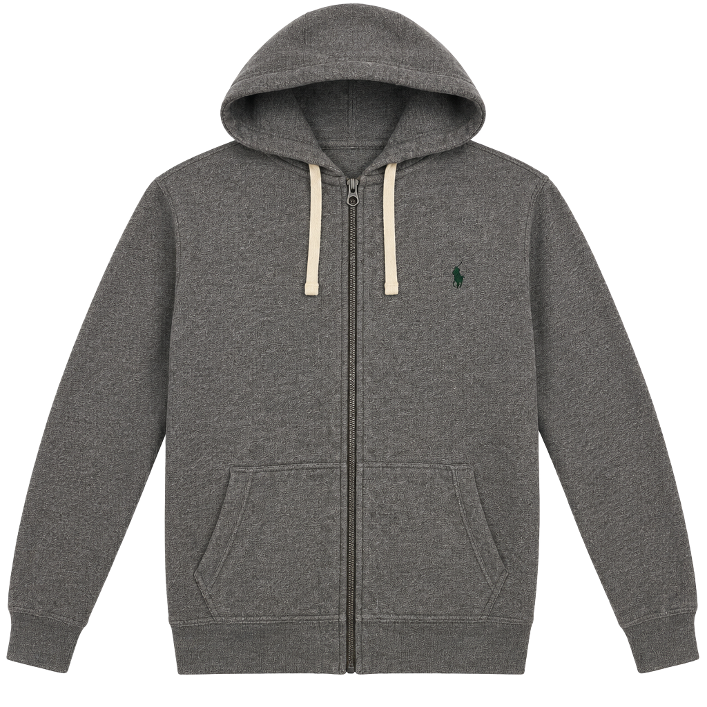 Polo Ralph Lauren Full-Zip Hoodie Size XL Grey Fleece Sweatshirt Jacket 1