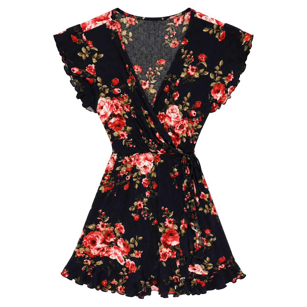 Altard State Callalily B22 Dress Size S Floral Wrap Short Sleeve 1