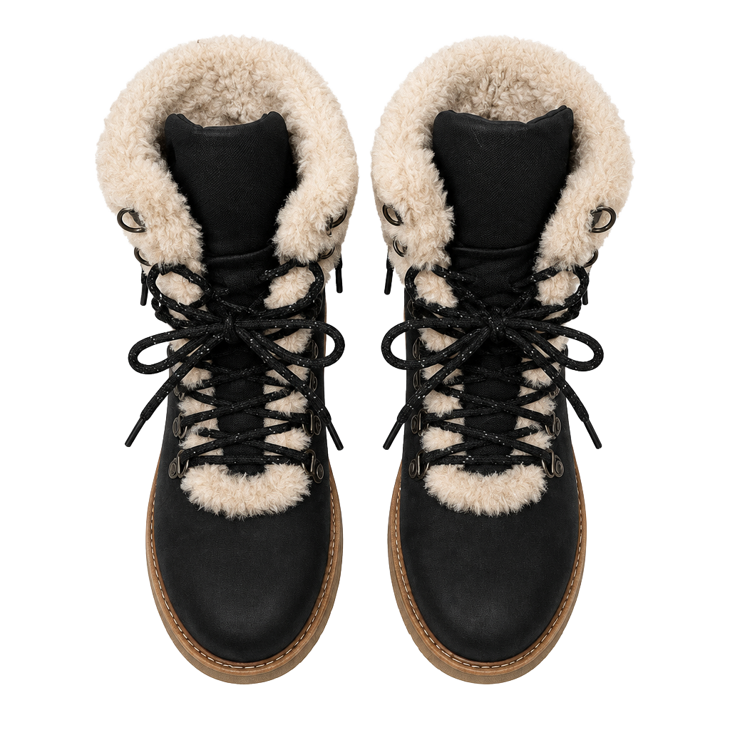 Nicole Miller Maxxy Faux Fur Boots Size 9 Black Lace-Up Winter Boot 1