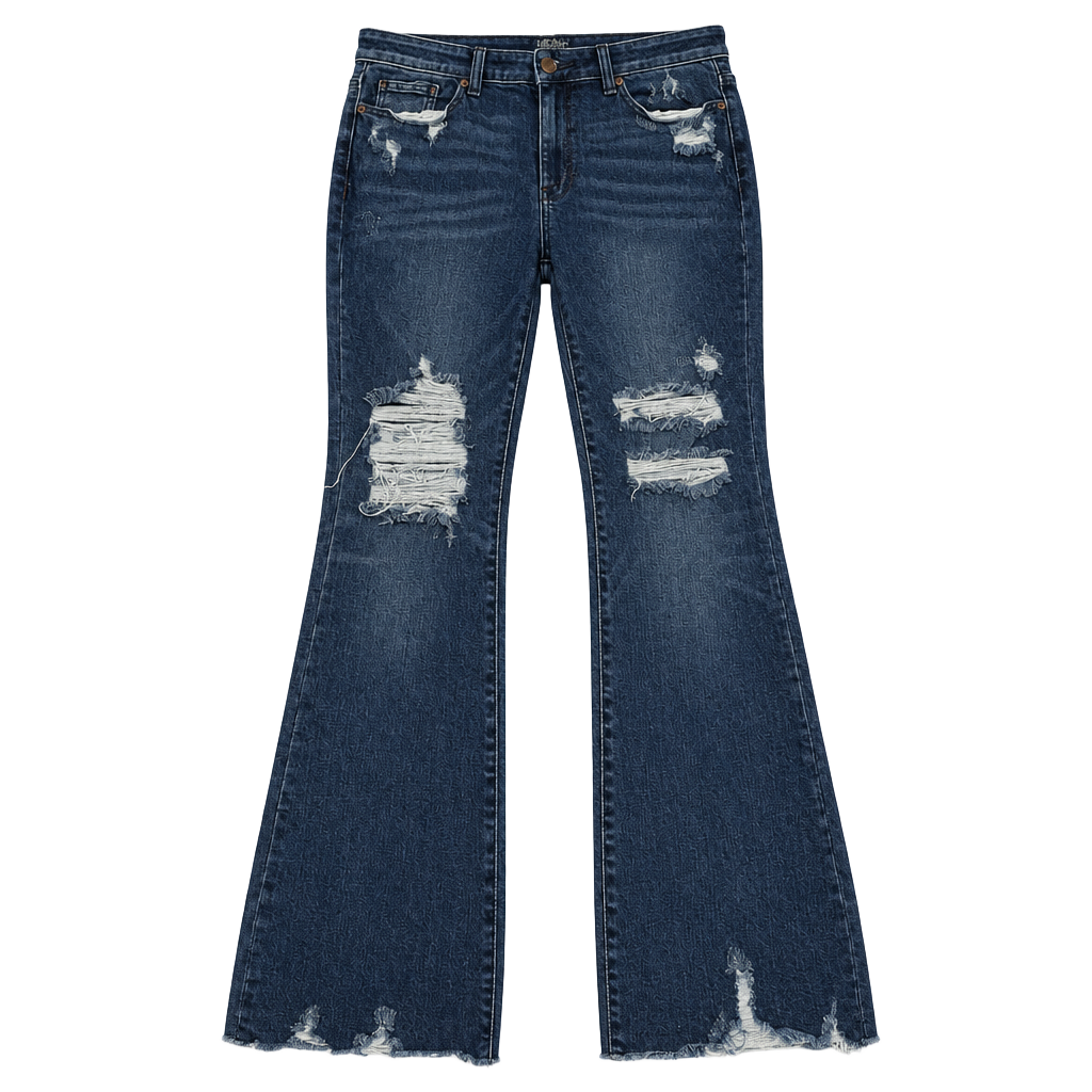 Judy Blue Slim Bootcut Jeans Size 15/32 Distressed Denim 1