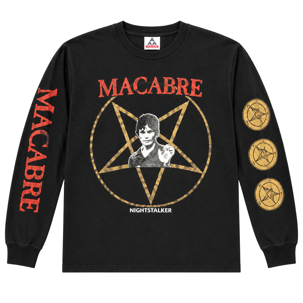 Vintage Macabre Richard Ramirez Nightstalker Band Bio Album Long Sleeve Shirt 1