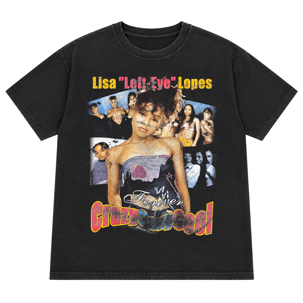 Delta Lisa Left Eye Lopes T Shirt Size XL Black Memorial Rap Tee Faded 1