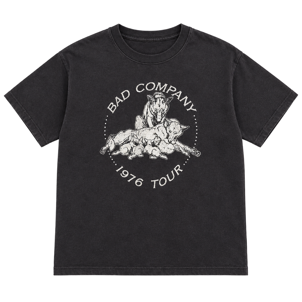 Mayo Spruce Bad Company 1976 Tour T-Shirt Size XL Black Cotton Vintage 1