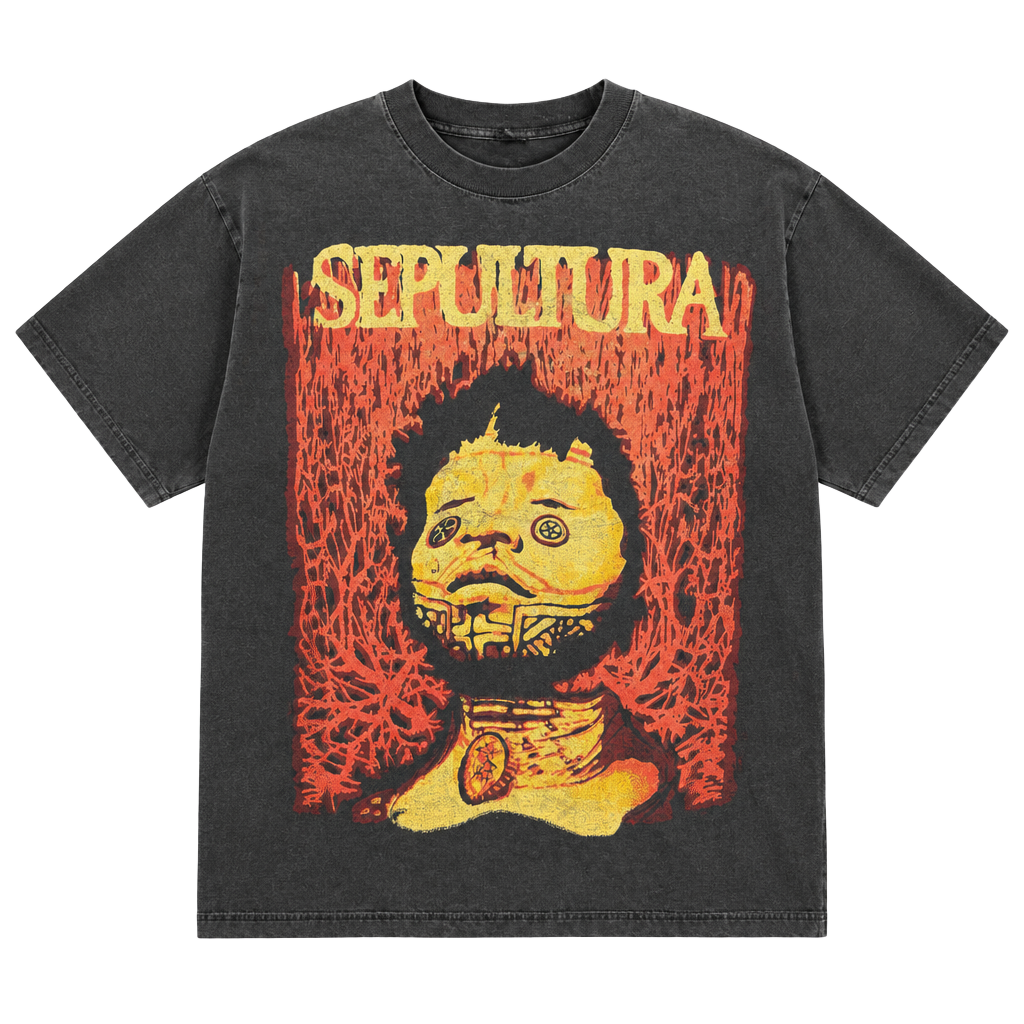 Vintage Sepultura Roots Bloody Roots Band T-Shirt European Bootleg Black Large 1
