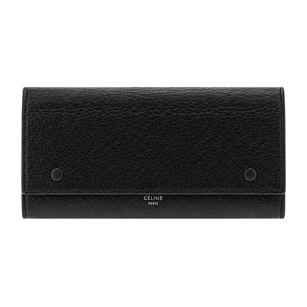 Celine Large Multifunction Flap Wallet Black Grained Leather 1