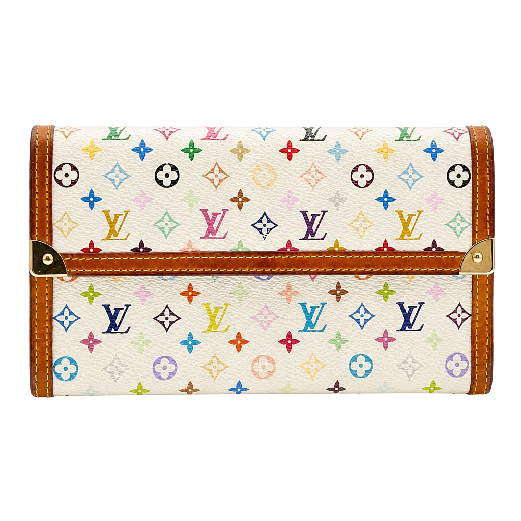 Louis Vuitton Monogram Multicolore Porte Trésor International Wallet White 1