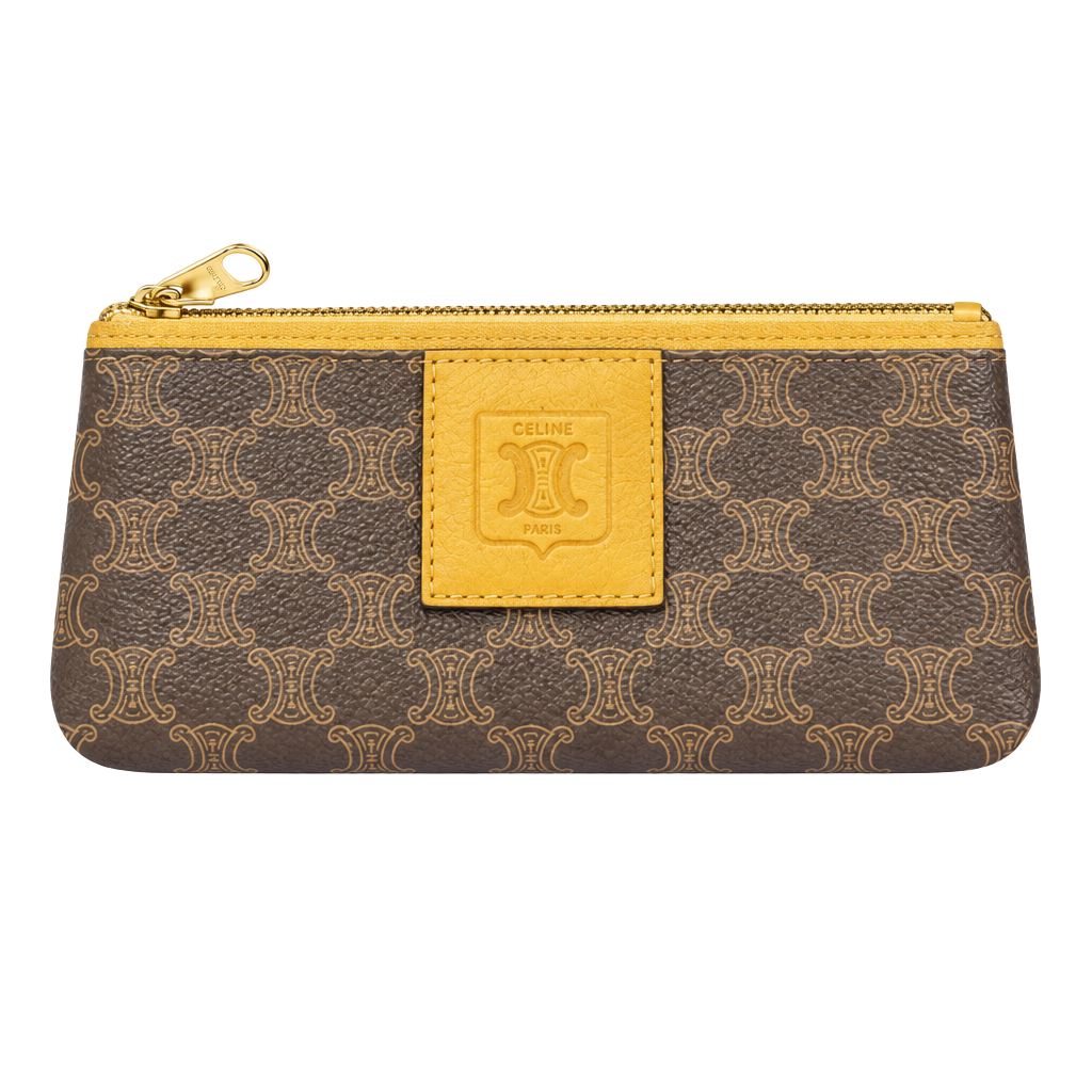 Celine Macadam Monogram Small Pouch Brown Coated Canvas 1