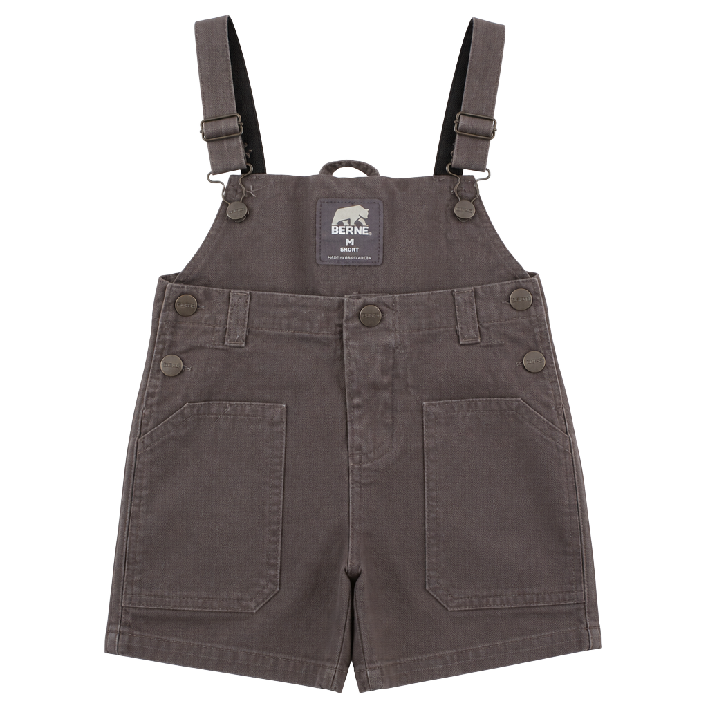 Berne Insulated Overalls Size M Short Women's 8-10 Dark Gray Canvas Bibs 1