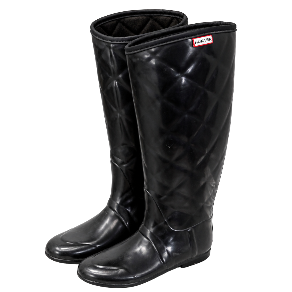 Hunter Regent Savoy Quilted Leg Waterproof Rain Boots Black 1