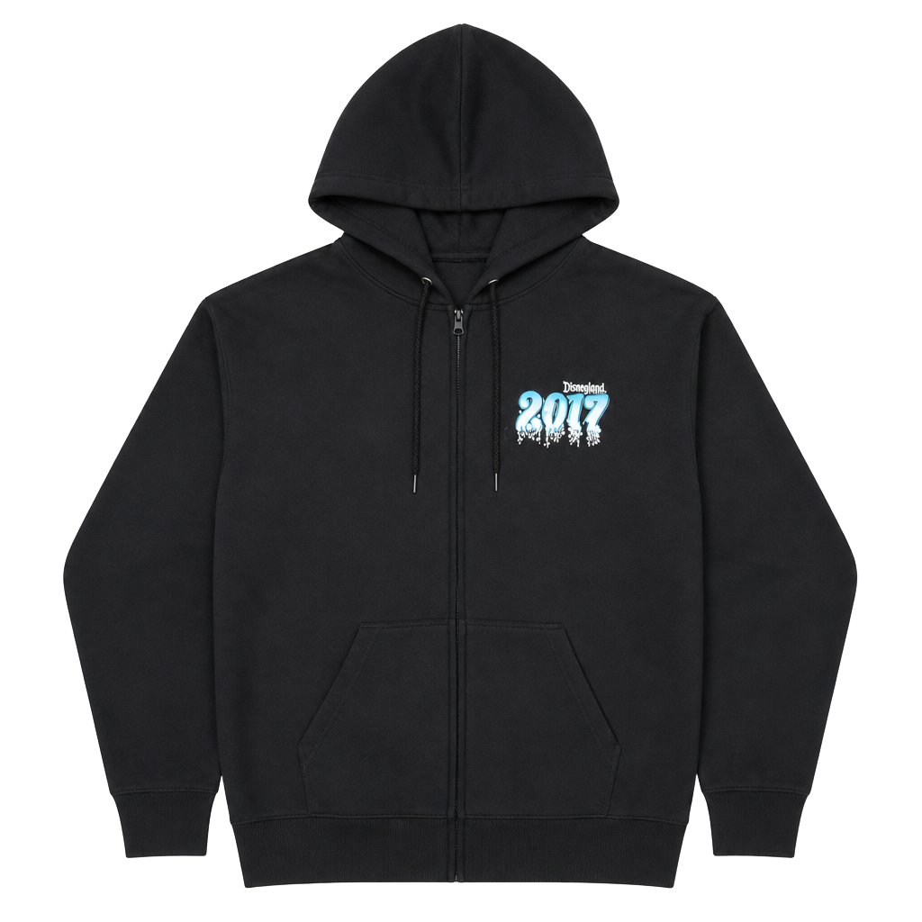 Disneyland Resort 2017 Black Zip-Up Hoodie Sweatshirt Size M 1