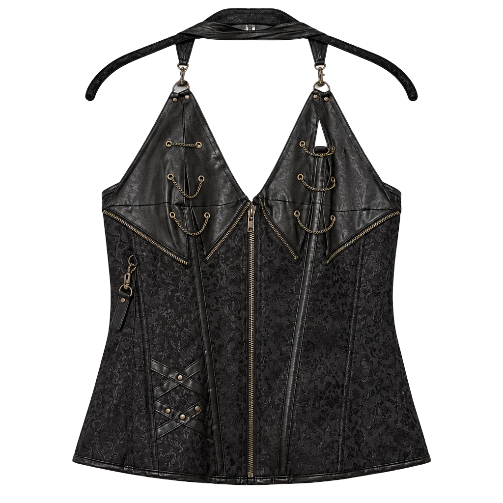 Vintage Lace Up Halter Neck Corset Top 1
