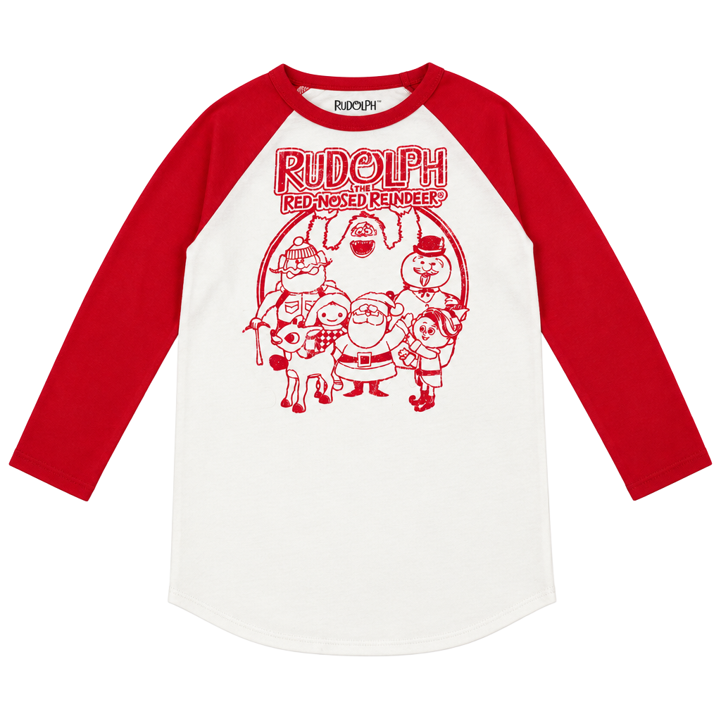 Rudolph the Red-Nosed Reindeer Raglan Baseball T-Shirt Christmas 1
