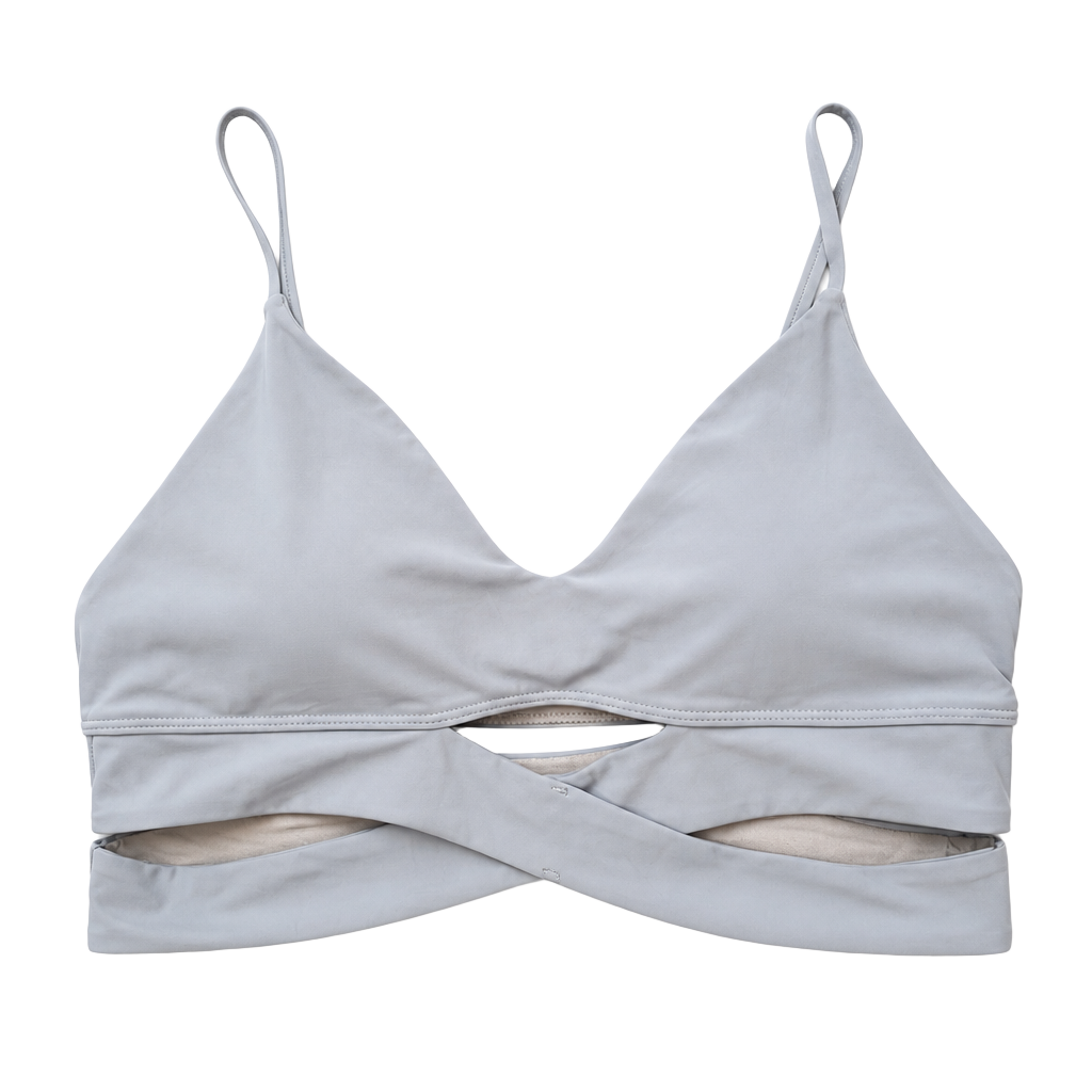 Lululemon V-Neck Crossover Underband Bra Size 8 Silver Drop Still Now Bra 1