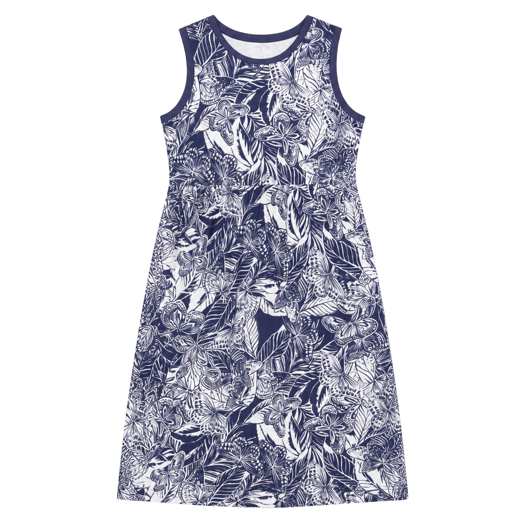 Johnny Was Purple Butterfly Print Sleeveless Midi Dress Medium Jersey 1