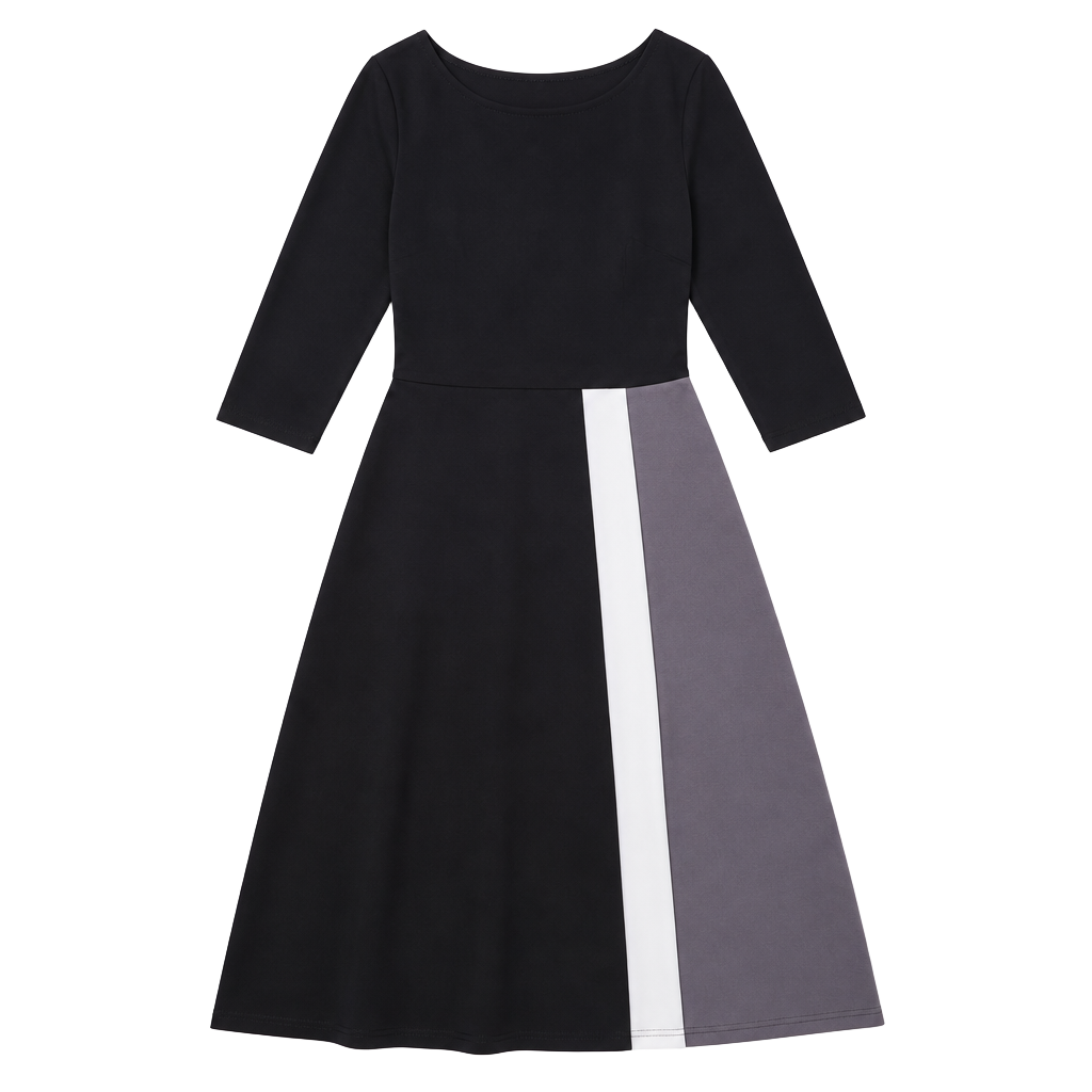 Boden Claudia Ponte Midi Dress Size US 18L Black Colorblock 1