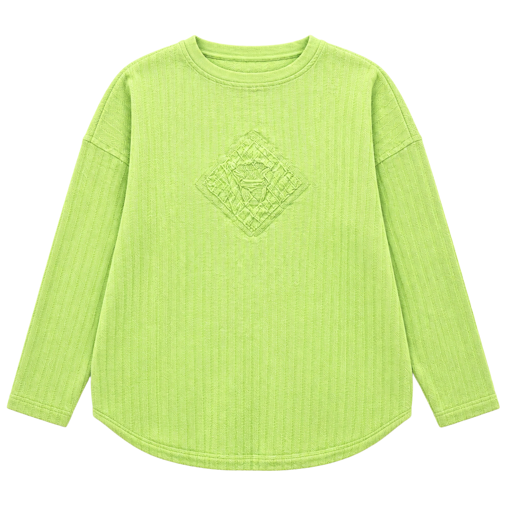 Vintage 90s Carolina Clothing Co Lime Green Textured Pullover Made USA L (176) 1