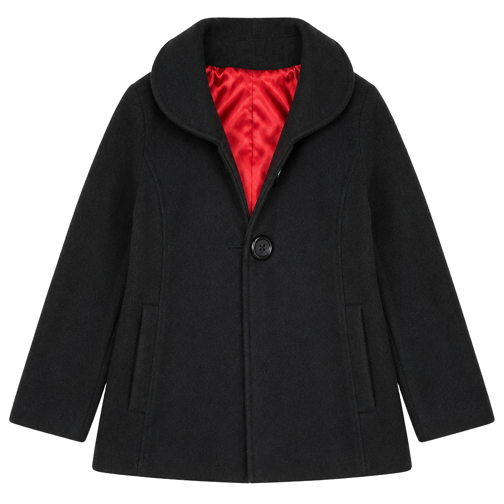 Me Jane Girls Gray Pea Coat Size 10/12 | Red Satin Lining (171) 1