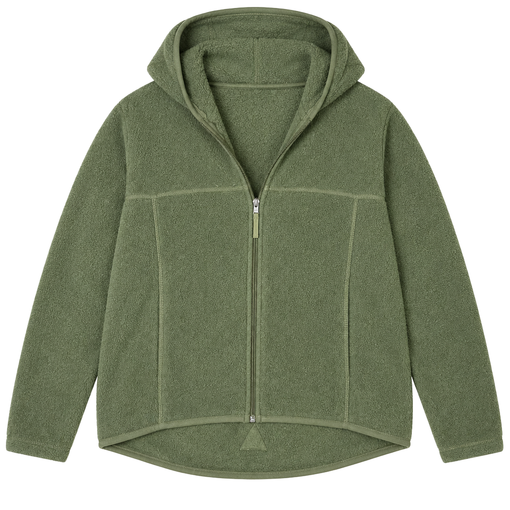 L.L.Bean Full Zip Hooded Fleece Jacket Size L 14/16 Green 1