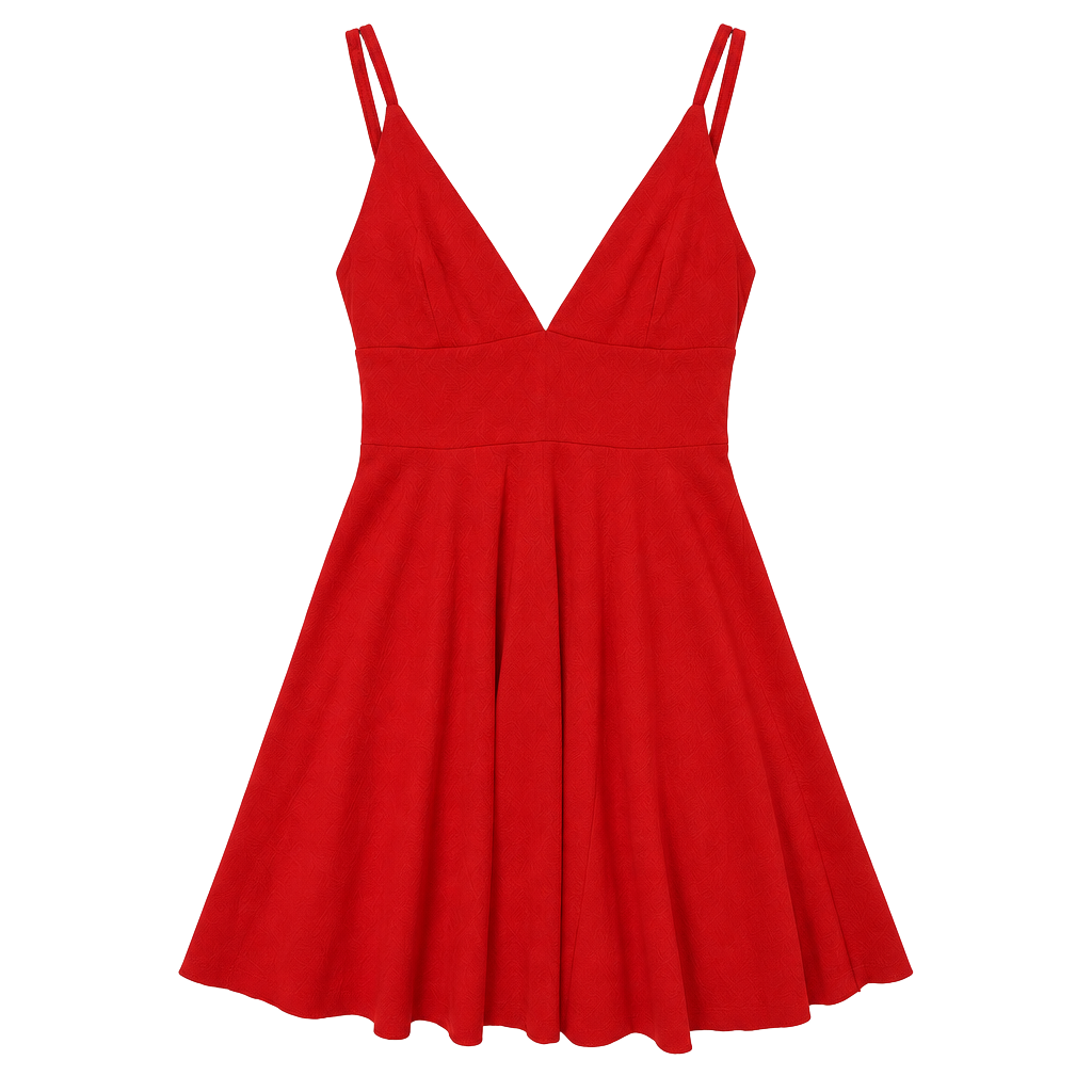 Deep V-Neck Criss-Cross Straps Short Red Dress – , S 1