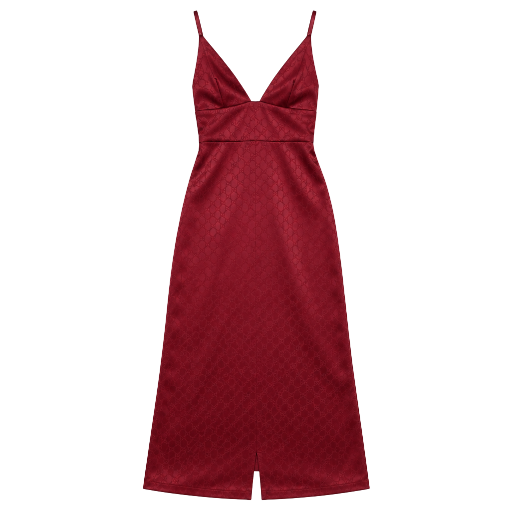 Makers of Dreams Satin V-Neck Midi Dress Size M Red 1