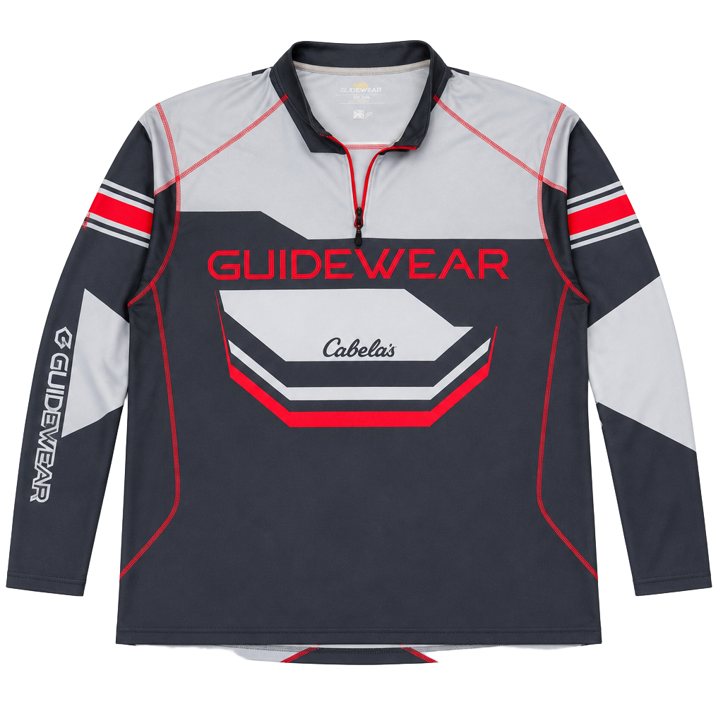 Cabela's Guidewear Long Sleeve 1/4 Zip Shirt XXL Gray Red 1