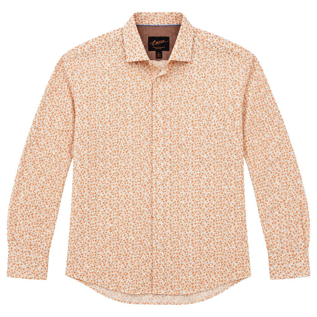 Egara Dress Shirt Size XL Orange Floral Long Sleeve 1