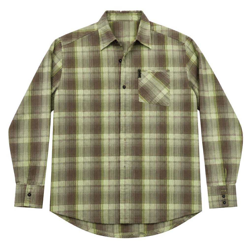 Scott Long Sleeve Plaid Button Down Shirt Size L Green Brown 1
