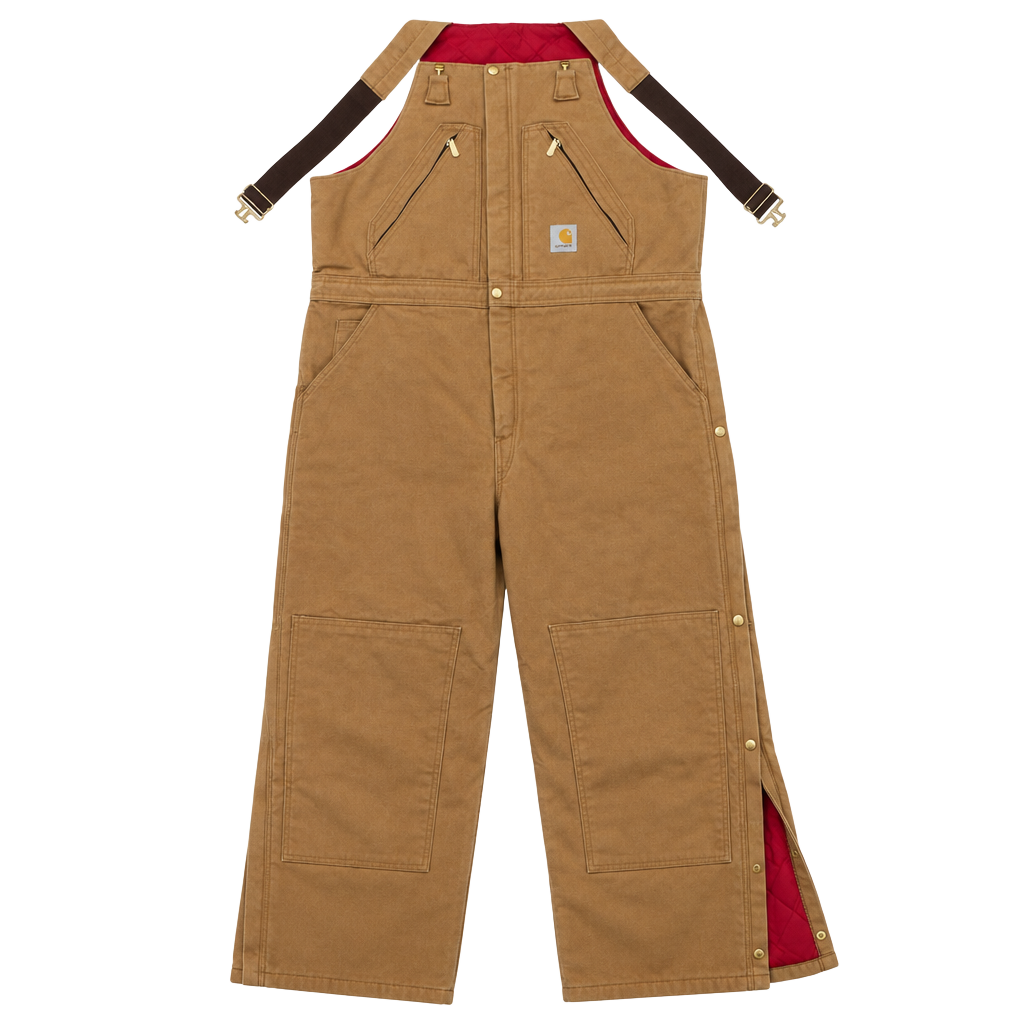 Carhartt Quilted Lined Bib Overalls Brown Duck Workwear 1