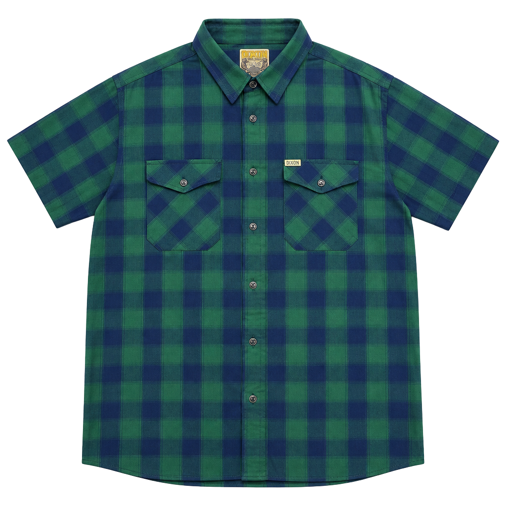 Dixxon Short Sleeve Button Down Shirt Size 3XL Green Blue 1