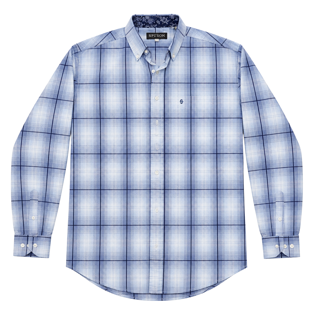 Stetson Long Sleeve Button Down Shirt Size M Blue Plaid 1
