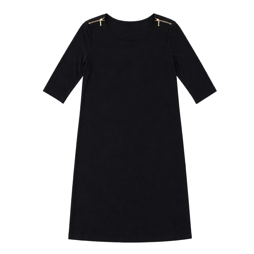 Juicy Couture Black Elbow Sleeve Mini Dress with Shoulder Zippers 1