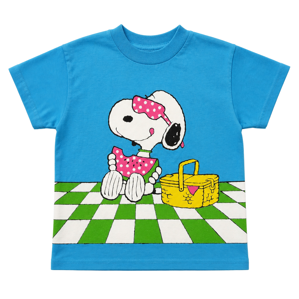 Vintage 80s 90s Snoopy Picnic Watermelon Graphic T-Shirt 4T Blue 1