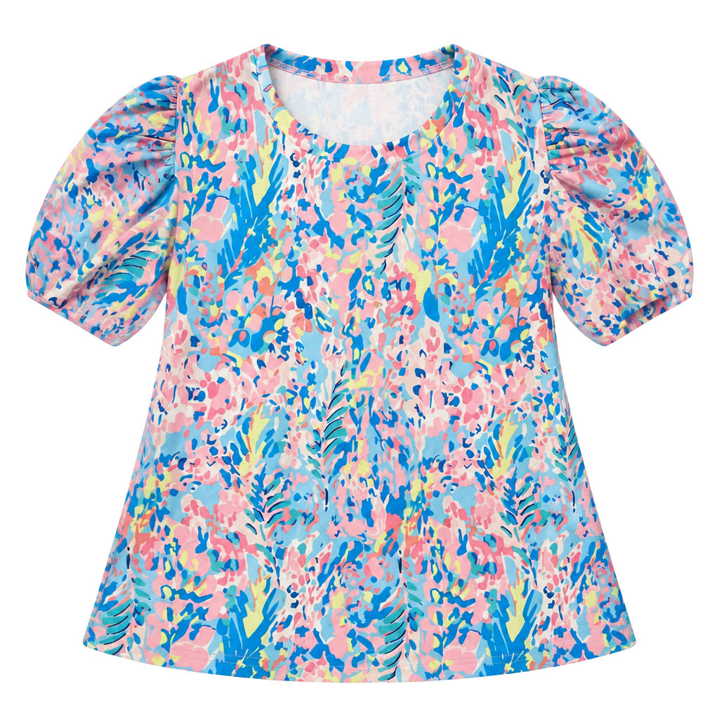 Ivicoer Fashion Women's Puff Short Sleeve Crew Neck Casual Top 1