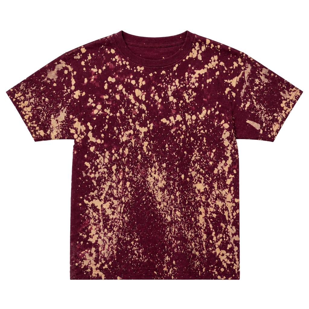Gildan Heavy Cotton Maroon Bleach Splatter Acid Wash T-Shirt Youth Small 1